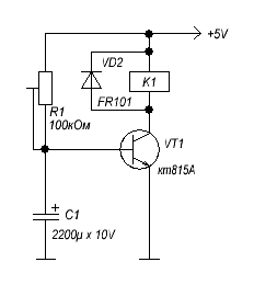 Схема задержки на транзисторе