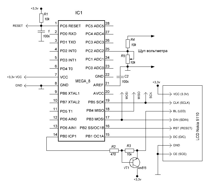Схема подключчения резисторов для АЦП